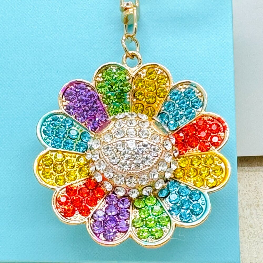 Sunflower Keychain Rhinestone Sunflower Charm Sunflower Bag Charm